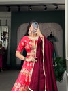 Red Colour Tasar Silk With Printed Lehenga With Blouse Dupatta Wholesale Market In Surat LNB1032